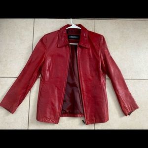 Vintage Red leather moto jacket